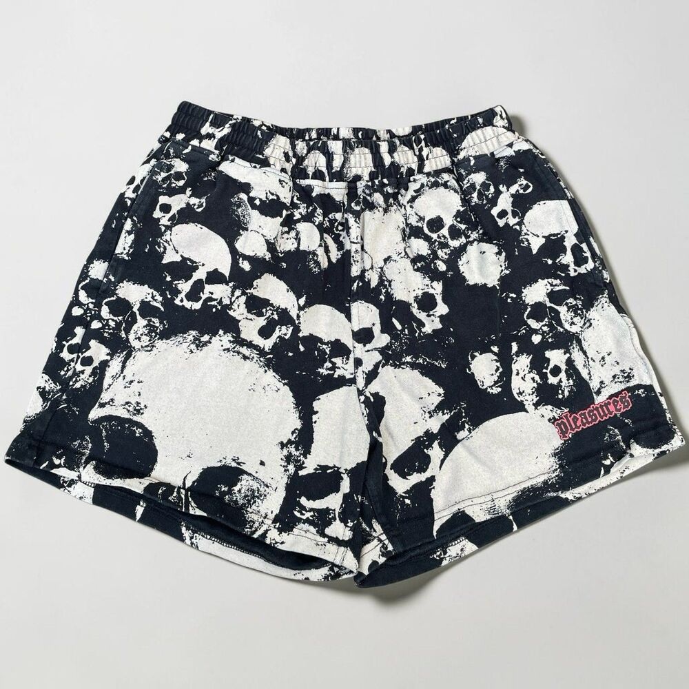 Pleasures Underground Afterlife Despair Skull Shorts Black Cotton Size S Rare